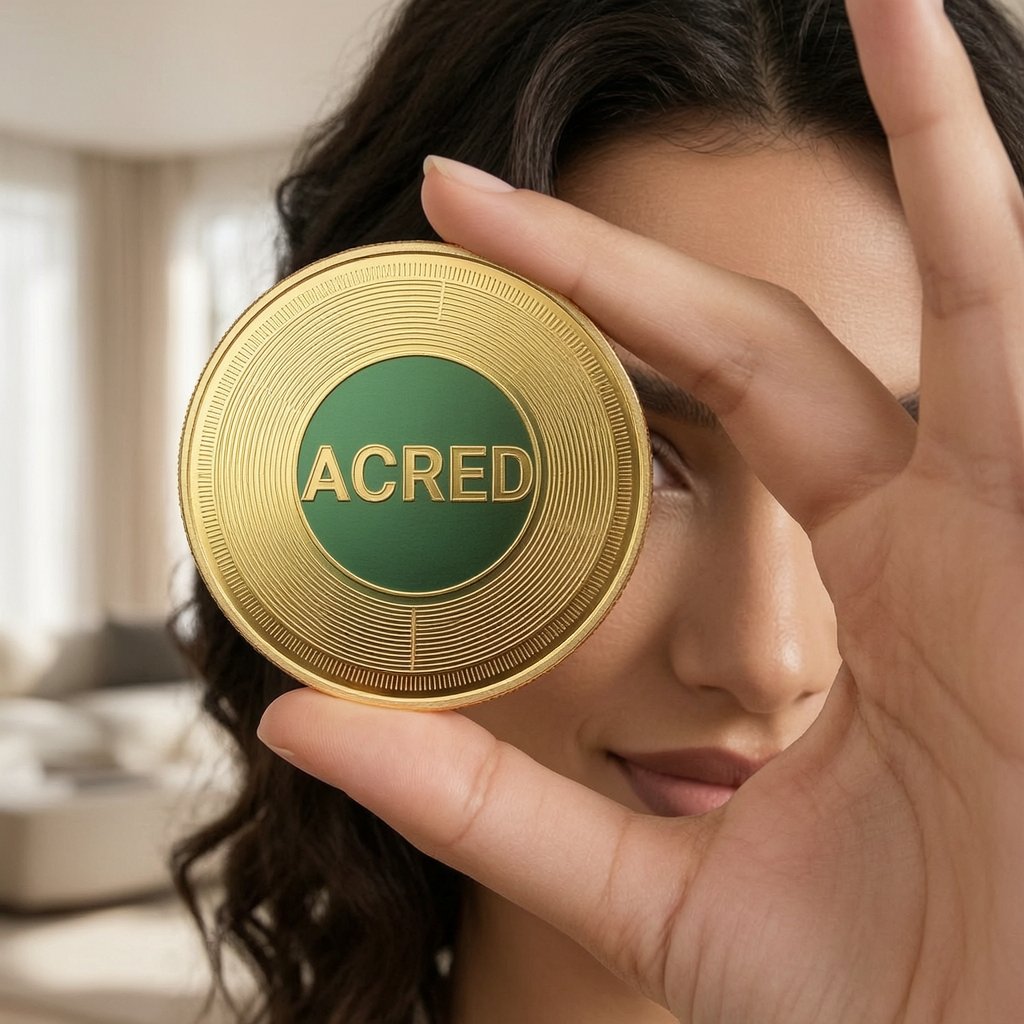 Apollo Diversified Credit Securitize Fund (ACRED) — ілюстрація золотої крипто-монети та ціни