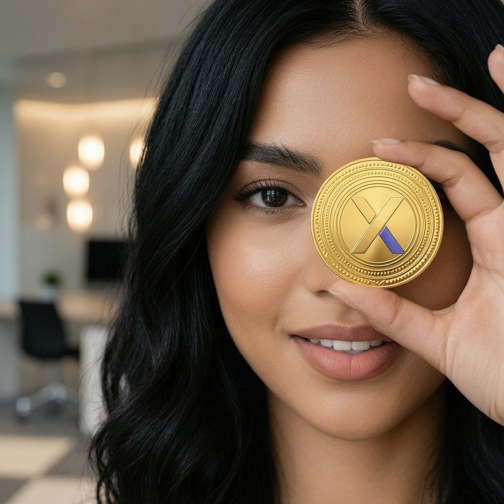 dYdX (DYDX) — ілюстрація золотої крипто-монети та ціни