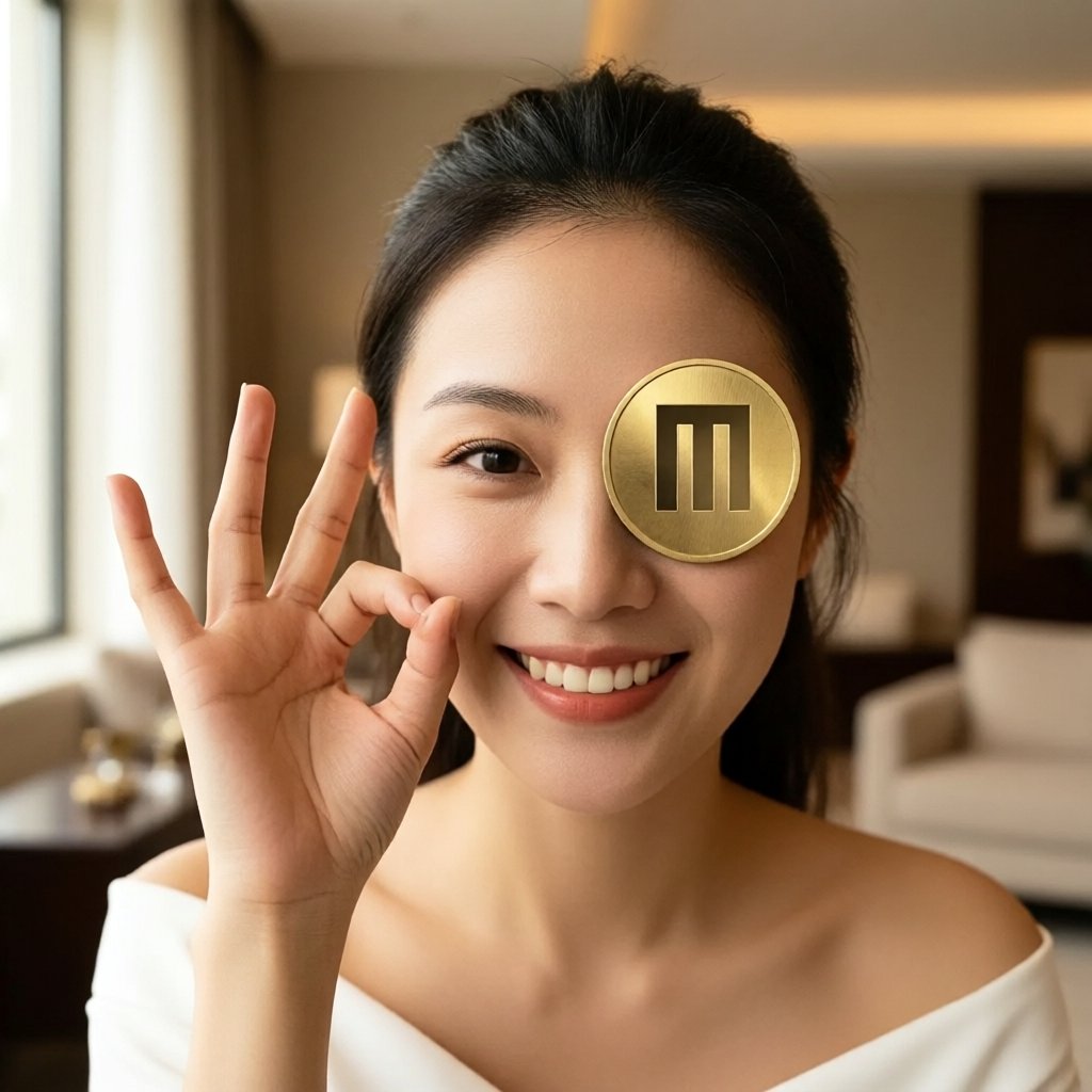 Mantis (M) — gold cryptocurrency coin price illustration